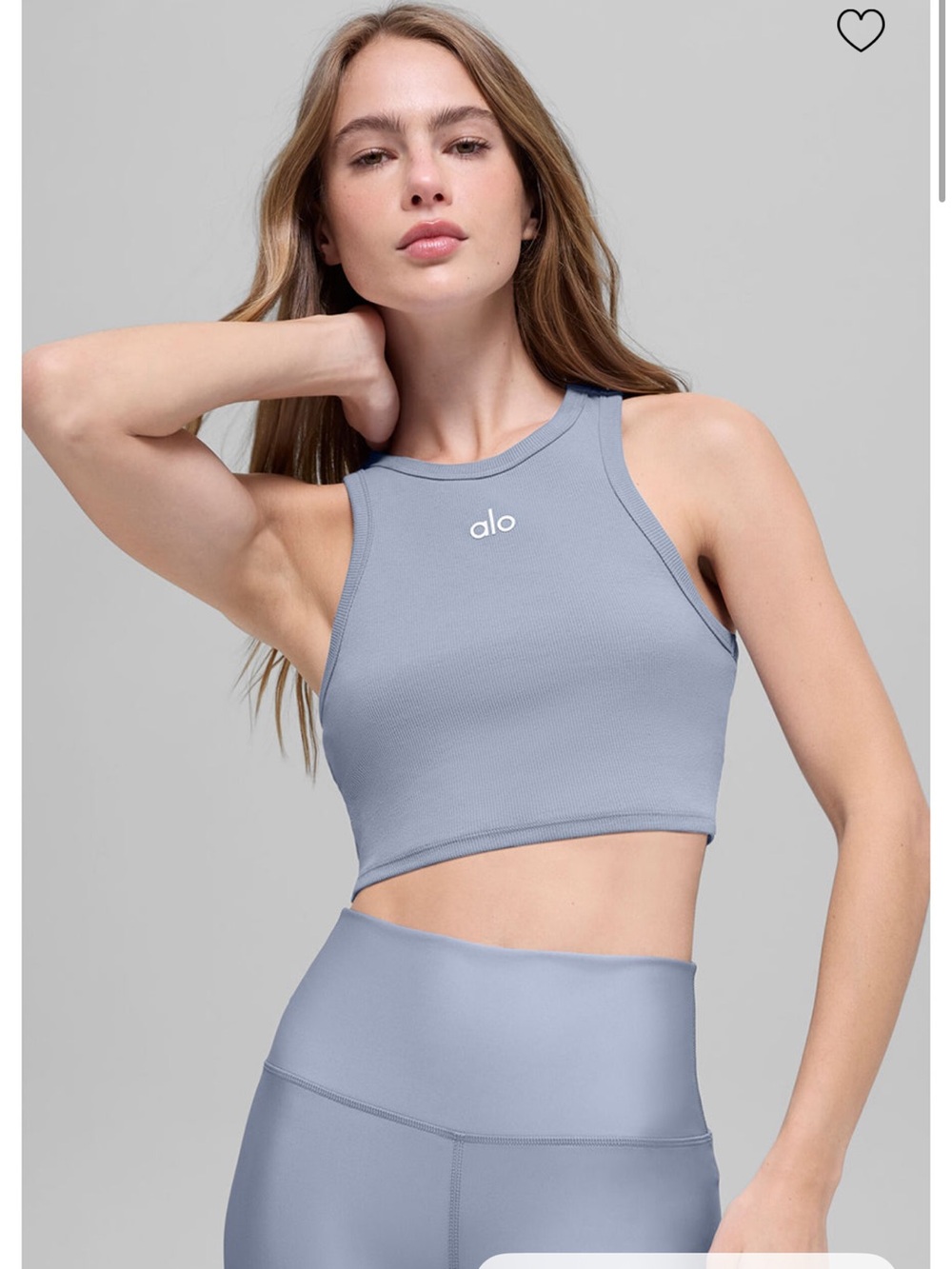 ALO Yoga High Neck Crop Tank in Dusty Blue